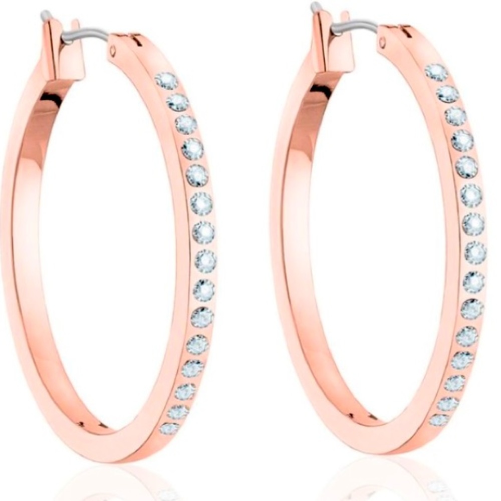 Swarovski rose gold hoop earrings